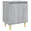 Mesita De Noche Con Patas Madera Maciza Gris Sonoma 40x30x50 Cm