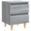 Mesita De Noche Patas De Madera Maciza Gris Sonoma 40x35x50 Cm Vidaxl