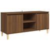 Mueble De Tv Patas Madera Maciza Marrón Roble 103,5x35x50 Cm Vidaxl