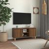 Mueble De Tv Patas Madera Maciza Marrón Roble 103,5x35x50 Cm Vidaxl