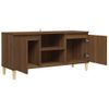 Mueble De Tv Patas Madera Maciza Marrón Roble 103,5x35x50 Cm Vidaxl