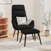 Sillón De Relax Con Taburete De Tela Y Cuero Sintético Negro Vidaxl