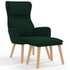 Sillón De Relax Con Taburete Terciopelo Verde Oscuro Vidaxl