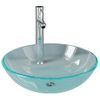 Lavabo Con Grifo Y Tapón Pulsador Cristal Templado Transparente Vidaxl