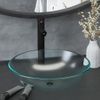 Lavabo Con Grifo Y Tapón Pulsador Cristal Templado Esmerilado Vidaxl