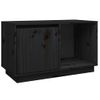 Mueble De Tv De Madera Maciza De Pino Negro 74x35x44 Cm Vidaxl