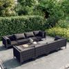 Set Muebles Jardín 9 Pzas Y Cojines Ratán Sintético Gris Oscuro Vidaxl