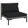 Set Muebles Jardín 9 Pzas Y Cojines Ratán Sintético Gris Oscuro Vidaxl