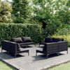 Set Muebles Jardín 8 Pzas Y Cojines Ratán Sintético Gris Oscuro Vidaxl