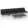 Set Muebles Jardín 5 Pzas Cojines Ratán Sintético Gris Oscuro Vidaxl