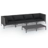 Set Muebles Jardín 5 Pzas Y Cojines Ratán Sintético Gris Oscuro Vidaxl