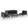 Set Muebles Jardín 5 Pzas Y Cojines Ratán Sintético Gris Oscuro Vidaxl