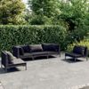 Set Muebles Jardín 5 Pzas Y Cojines Ratán Sintético Gris Oscuro Vidaxl