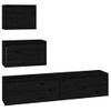 Muebles Para Tv 4 Piezas Madera Maciza De Pino Negro Vidaxl