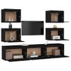 Muebles Para Tv 7 Piezas Madera Maciza De Pino Negro Vidaxl