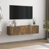 Mueble De Pared Tv Contrachapado Roble Ahumado 120x30x30 Cm Vidaxl