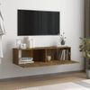 Mueble De Pared Tv Contrachapado Roble Ahumado 120x30x30 Cm Vidaxl