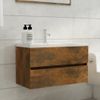 Mueble Lavabo Madera Contrachapada Roble Ahumado 80x38,5x45cm Vidaxl