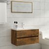 Mueble Lavabo Madera Contrachapada Roble Ahumado 80x38,5x45cm Vidaxl