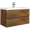 Mueble Lavabo Madera Contrachapada Roble Ahumado 80x38,5x45cm Vidaxl