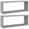 Estantes Cúbicos De Pared 2 Uds Madera Gris Sonoma 60x15x23 Cm Vidaxl