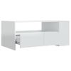 Mesa De Centro Madera Contrachapada Blanco Brillo 102x55x42 Cm Vidaxl