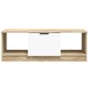 Mesa De Centro Madera Contrachapada Blanco Y Roble 102x50x36 Cm Vidaxl