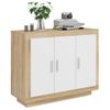 Aparador Madera Contrachapada Blanco Y Roble Sonoma 92x35x75 Cm Vidaxl