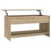 Mesa De Centro Madera Contrachapada Roble Sonoma 102x50x52,5 Cm Vidaxl