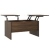 Mesa De Centro Madera Contrachapada Marrón Roble 80x50x42,5 Cm Vidaxl