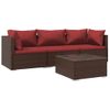 Set Muebles De Jardín 4 Piezas Y Cojines Ratán Sintético Marrón Vidaxl