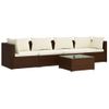 Set Muebles De Jardín 5 Piezas Y Cojines Ratán Sintético Marrón Vidaxl