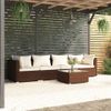 Set Muebles De Jardín 5 Piezas Y Cojines Ratán Sintético Marrón Vidaxl