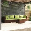 Set Muebles De Jardín 5 Piezas Y Cojines Ratán Sintético Marrón Vidaxl