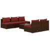 Set Muebles De Jardín 6 Piezas Y Cojines Ratán Sintético Marrón Vidaxl