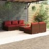 Set Muebles De Jardín 6 Piezas Y Cojines Ratán Sintético Marrón Vidaxl