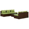 Set Muebles De Jardín 6 Piezas Y Cojines Ratán Sintético Marrón Vidaxl