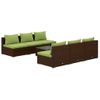 Set Muebles De Jardín 7 Piezas Y Cojines Ratán Sintético Marrón Vidaxl