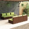 Set Muebles De Jardín 7 Piezas Y Cojines Ratán Sintético Marrón Vidaxl