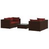 Set Muebles De Jardín 5 Piezas Y Cojines Ratán Sintético Marrón Vidaxl