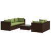 Set Muebles De Jardín 6 Piezas Y Cojines Ratán Sintético Marrón Vidaxl