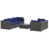 Set De Muebles De Jardín 6 Pzas Y Cojines Ratán Sintético Gris Vidaxl