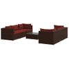 Set Muebles De Jardín 7 Piezas Y Cojines Ratán Sintético Marrón Vidaxl