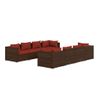 Set Muebles De Jardín 9 Piezas Y Cojines Ratán Sintético Marrón Vidaxl