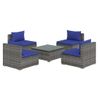 Set De Muebles De Jardín 5 Pzas Y Cojines Ratán Sintético Gris Vidaxl