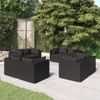 Set De Muebles De Jardín 8 Pzas Y Cojines Ratán Sintético Negro Vidaxl