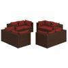 Set Muebles De Jardín 8 Piezas Y Cojines Ratán Sintético Marrón Vidaxl