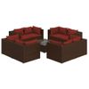 Set Muebles De Jardín 9 Piezas Y Cojines Ratán Sintético Marrón Vidaxl