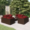 Set Muebles De Jardín 9 Piezas Y Cojines Ratán Sintético Marrón Vidaxl