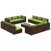 Set Muebles De Jardín 13 Pzas Y Cojines Ratán Sintético Marrón Vidaxl